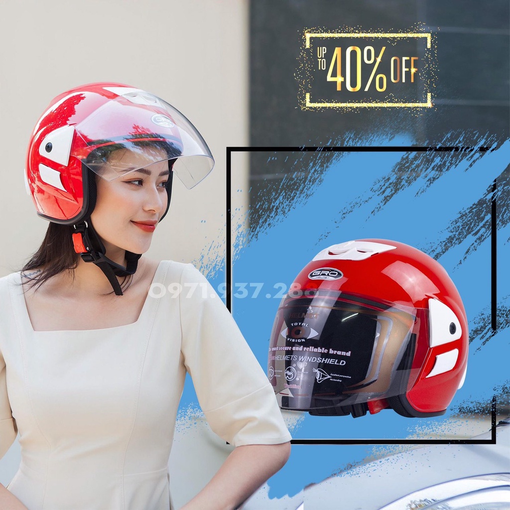 Kính mũ bảo hiểm 3/4 Honda