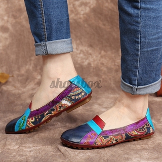 Giày Lười Da Mềm Phong Cách Bohemian Cho Nữ