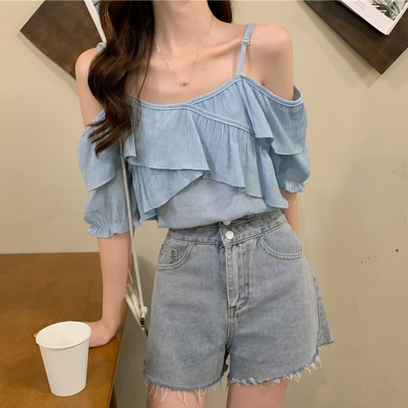 Áo Sơ Mi Ngắn Trễ Vai Mùa Hè Hàng Mới