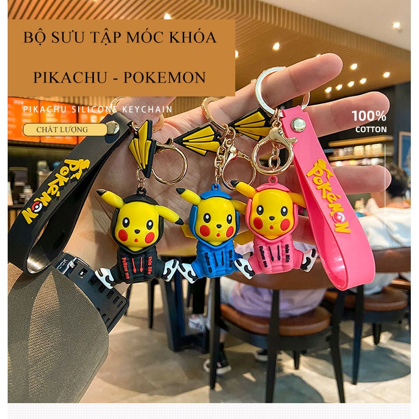 [FREE SHIP] Móc khóa xe, treo cặp đi học KHALIK MK01828  - hình Pikachu Pokemon (Loại 3 lựa chọn)