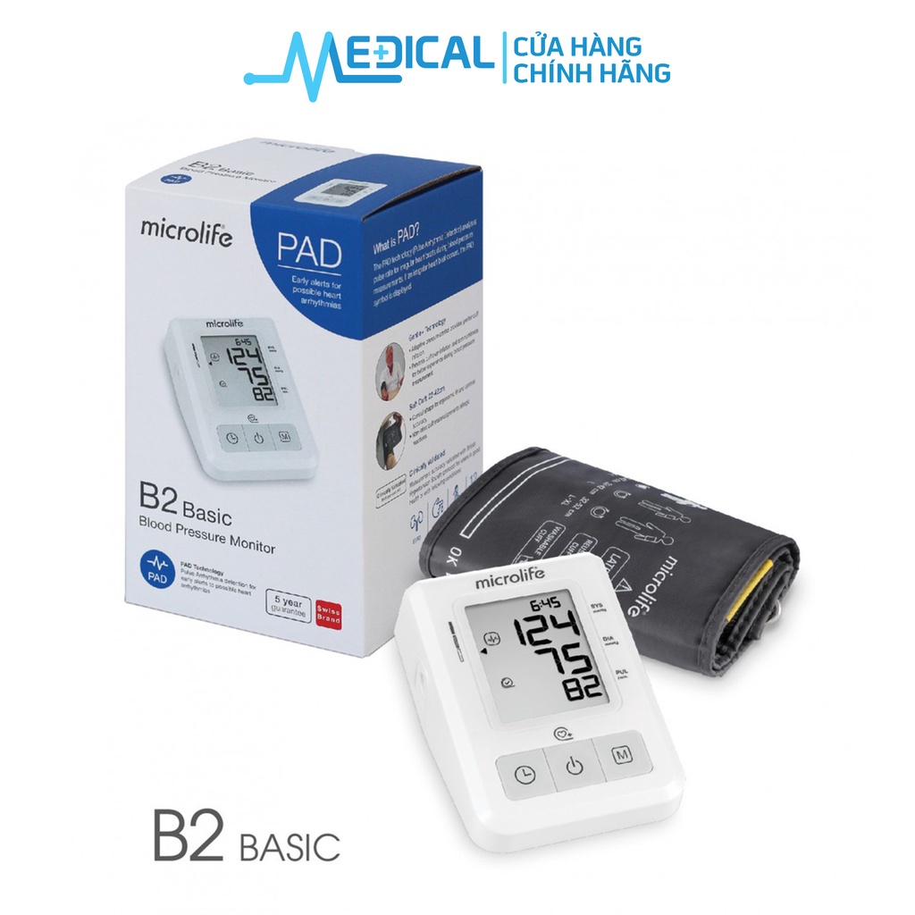 Máy đo huyết áp MICROLIFE BP B2 Basic thế hệ mới cho độ chính xác cao, dễ sử dụng - MEDICAL