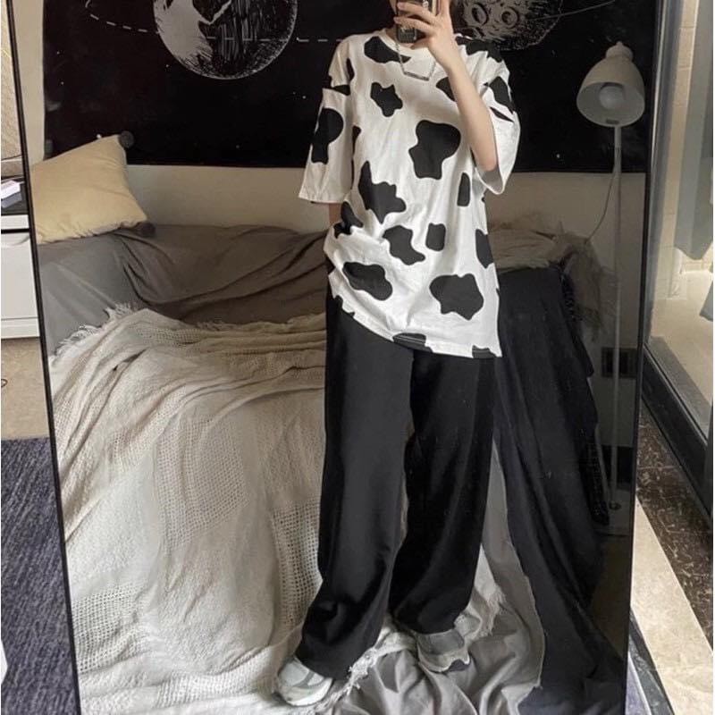 freeship Áo Phông Bò Sữa Unisex ,Nam Nữ Dáng Rộng Trùm Mông Tay Lỡ Q005 | BigBuy360 - bigbuy360.vn