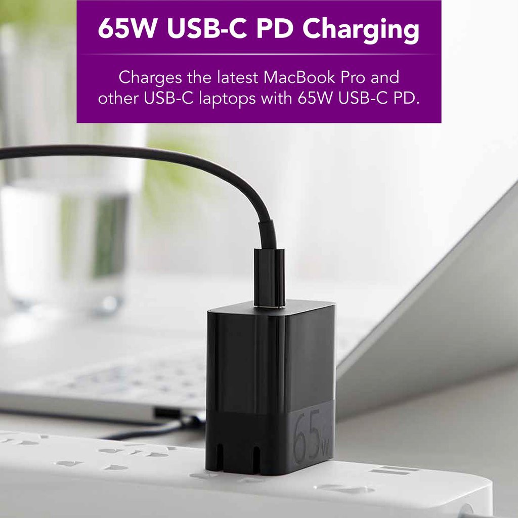 Bộ sạc nhanh PD ZMI 65W 1 Cổng USB-C HA712 dùng cho Macbook, iPad, iPhone, Máy tính xách tay Huawei, Xiaomi, Samsung