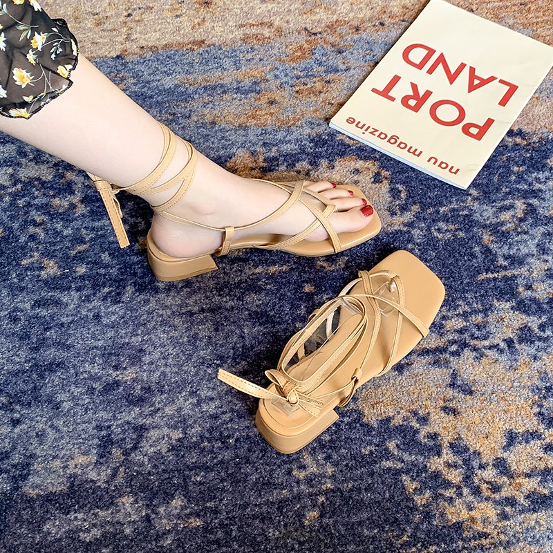 Dép sandal dây buộc kiểu sáng cổ tích đế dày