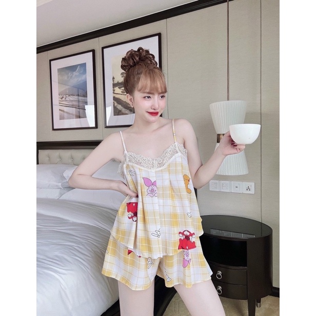 Đồ Bộ Mặc Nhà 2 Dây Quần Đùi Chất Liệu Mango Mềm Mịn Mát - Meow Clothing