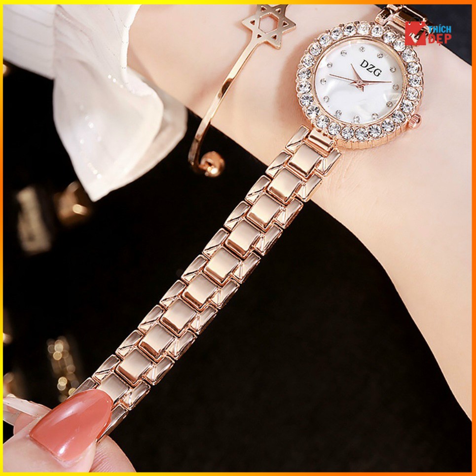 ♥️FreeShip♥️ Đồng hồ thời trang nữ DZG đính cườm cao cấp 💥TẶNG PIN ĐI KÈM💥