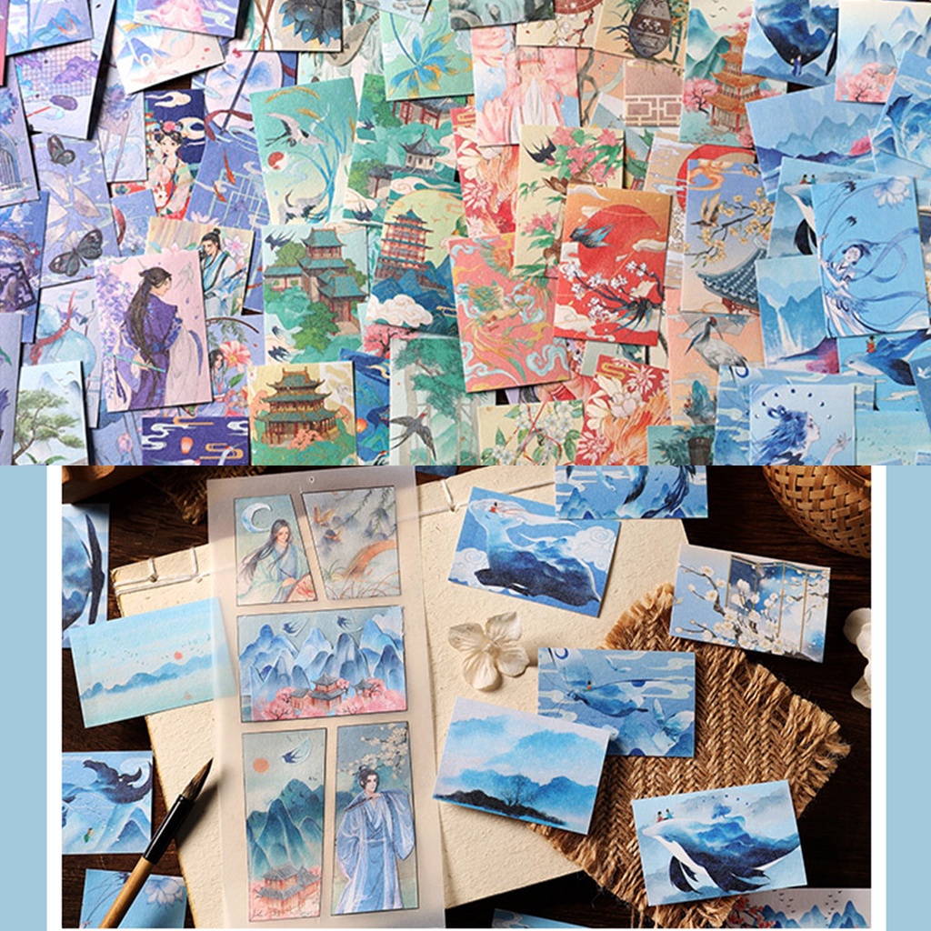 Cuốn 50 miếng sticker phong cách cổ trang