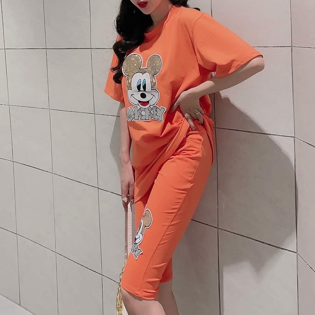 Đồ bộ nữ chất cotton 100% co dãn đanh mịn Mickey MIC002 quần ngố lửng | BigBuy360 - bigbuy360.vn