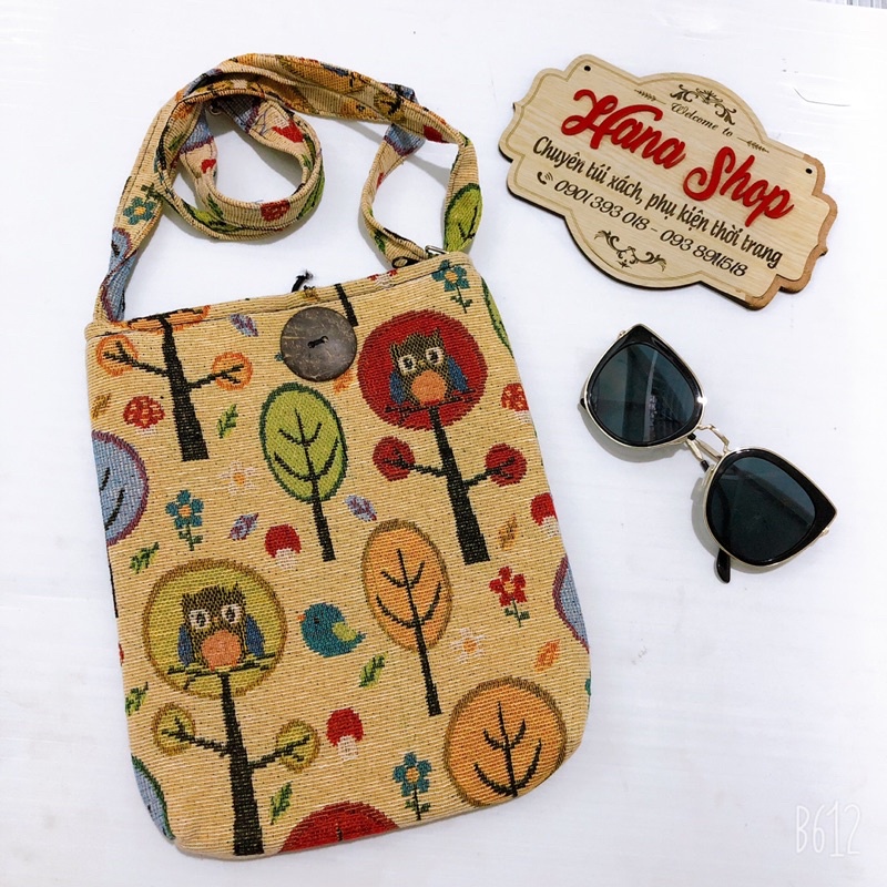 Túi đeo chéo thổ cẩm cúc dừa trung