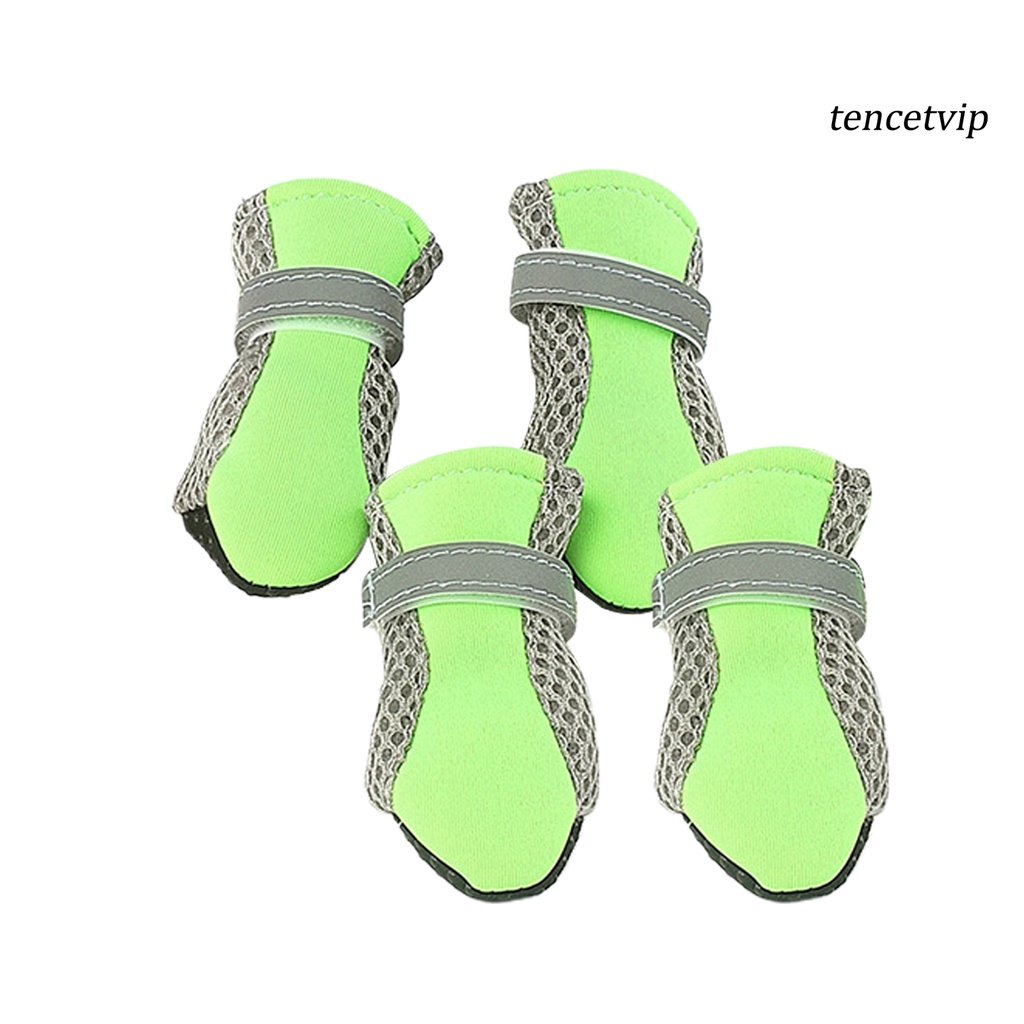 Bộ 4 Chiếc Giày Vải Thoáng Khí Chống Trượt Cho Thú Cưng