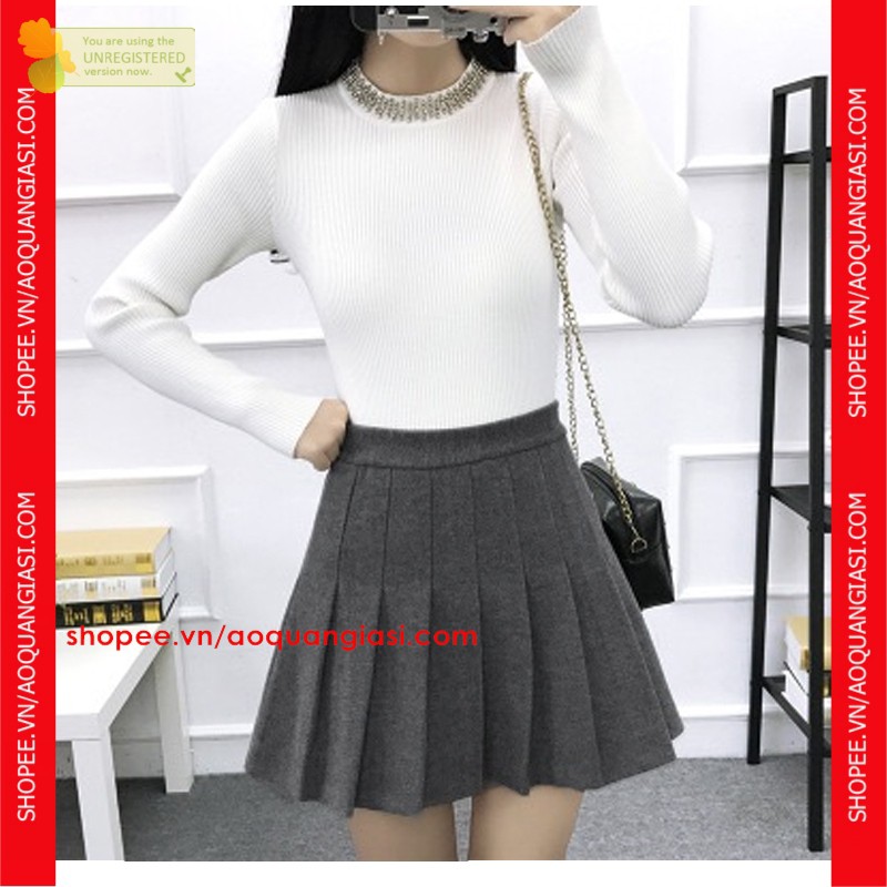 chân váy nữ kiểu dáng xếp li tennis mt655 xinh xắn aoquangiasi.com màu xám, trắng, đen size S, M, L