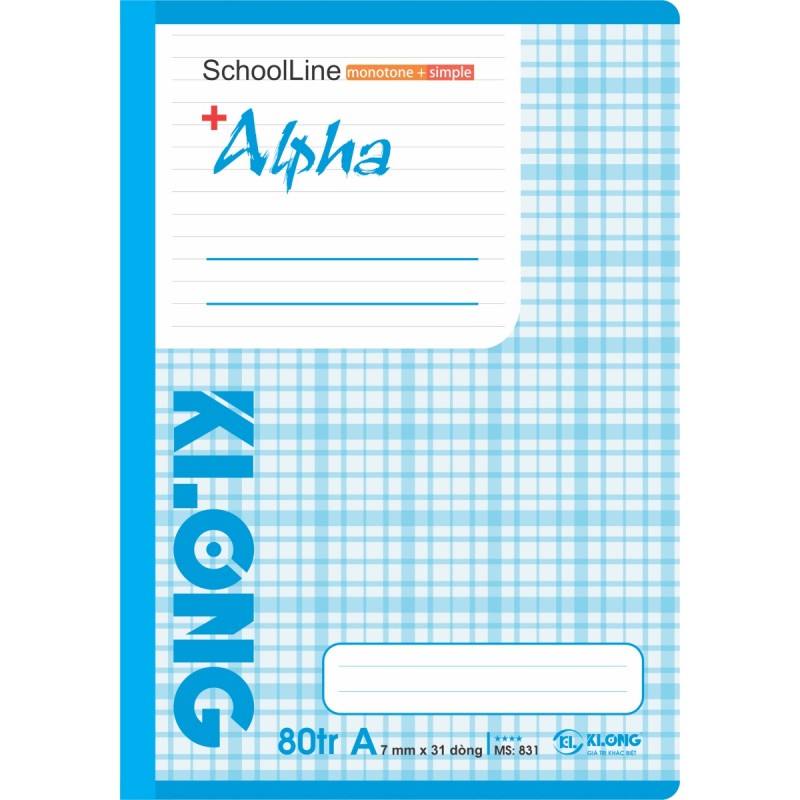 Vở kẻ ngang 80 trang có lề Alpha Klong 831 / Vở học sinh khổ B5 kích thướ  mm