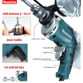 Máy khoan bê tông tốc độ cao 13 ly makita hp1630 - máy khoan đục bê tông búa- máy bắt vít