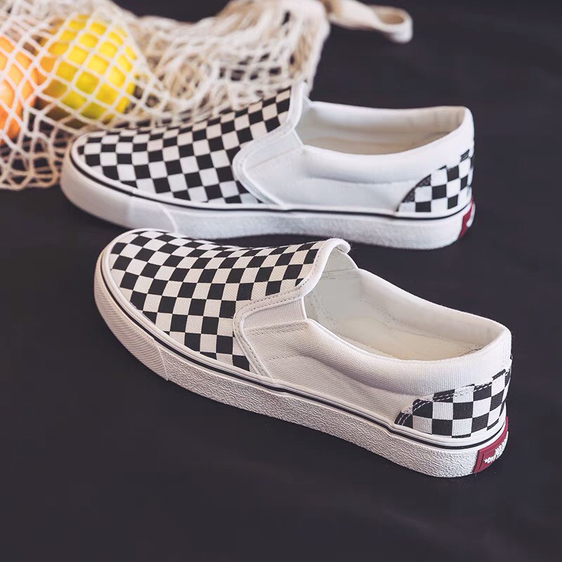 Giày thể thao caro lười, giày slip on caro kẻ đen trắng thể thao nam nữ full box, Bill | BigBuy360 - bigbuy360.vn
