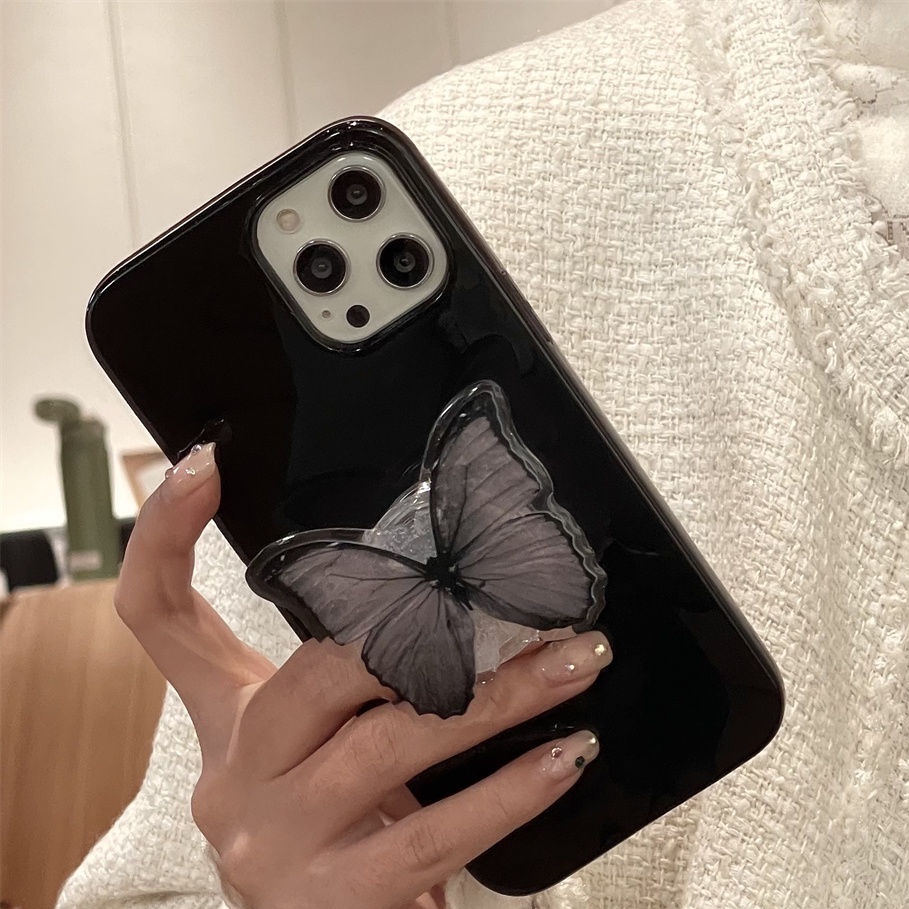 Ốp Điện Thoại Mềm Có Giá Đỡ Hình Bướm Dành Cho Apple 14 13 12 11promax iPhone 7 8plus xs xr