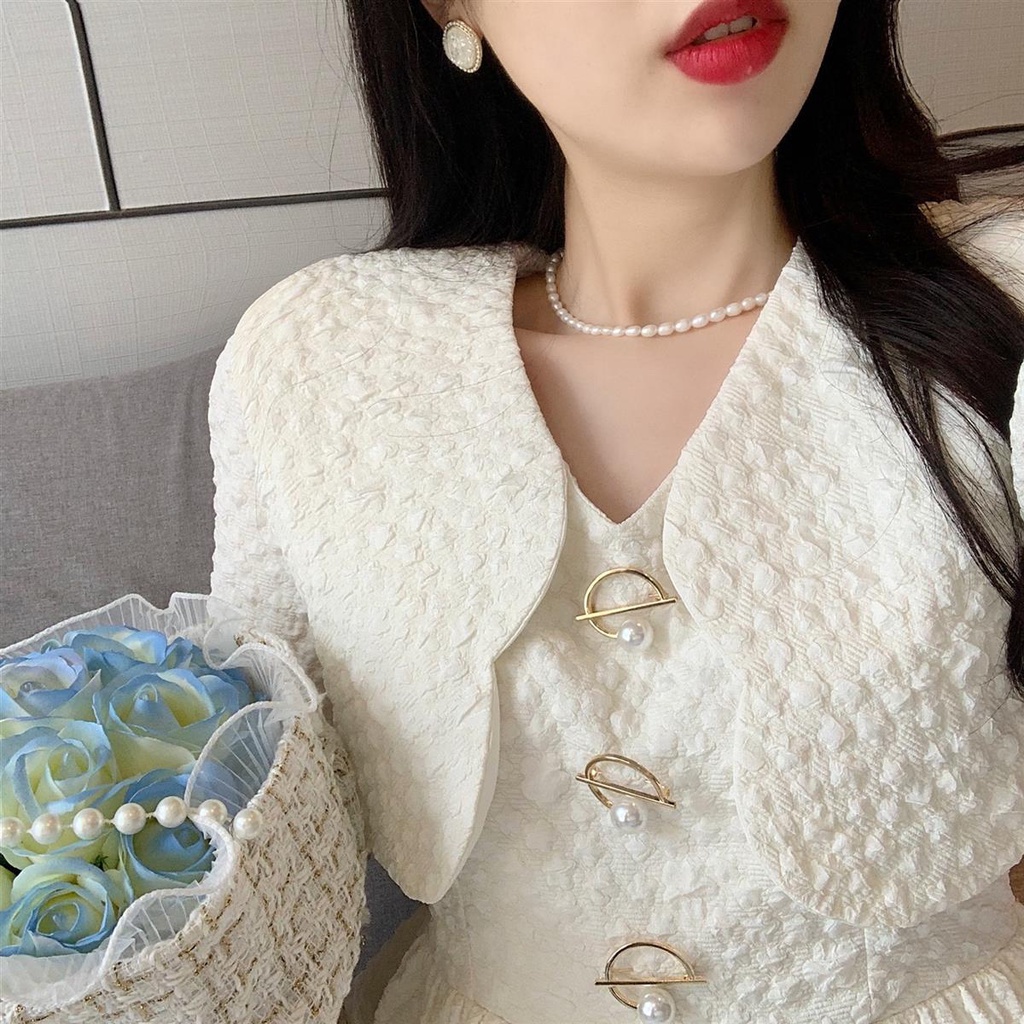 Đầm Phồng Tay Phồng Cổ Búp Bê Ngọt Ngào Phong Cách Hàn Quốc Cho Nữ