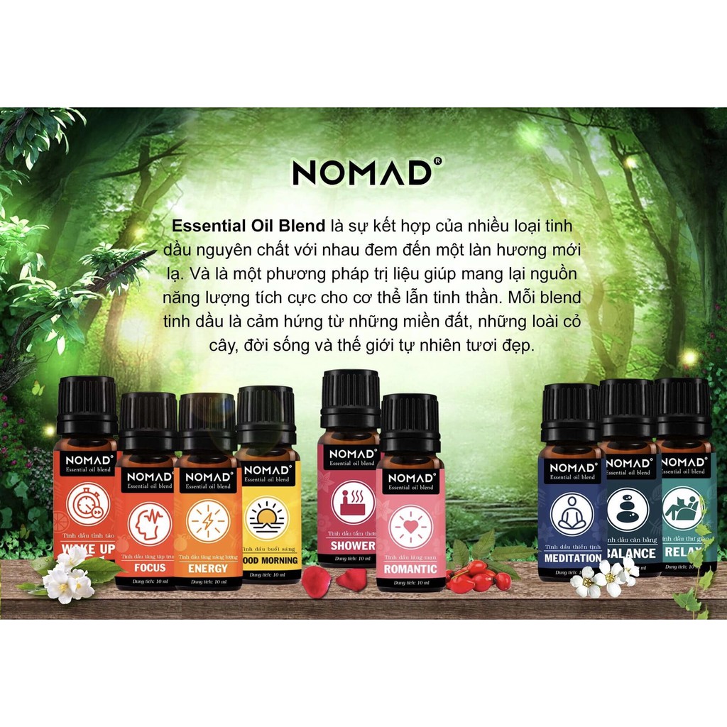 [GIÁ DÙNG THỬ] Tinh Dầu Cao Cấp Premium Nomad Essential Oil Blend 10ml - Thư Giãn, Giấc Ngủ Sâu, Giảm Lo Âu, Khử Mùi