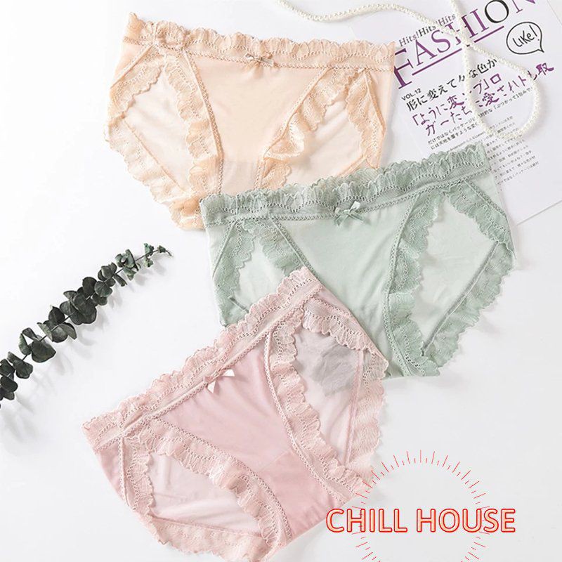 MỚI (Được Chọn Màu) Quần lót ren lưới viền bèo siêu thoáng mát (có size) - CHILLHOUSE