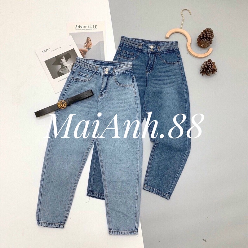 Quần jeans baggy MaiAnh.88 quần jean nữ lưng cao cạp đinh cá tính | BigBuy360 - bigbuy360.vn