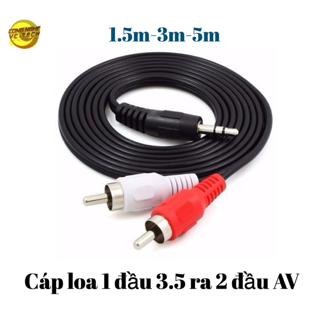 Cáp Âm Thanh 1 Đầu 3.5 Ra 2 Đầu AV 1.5m-3m-5m