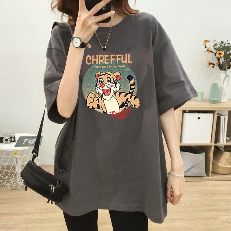 NRVP Áo Thun 100% Cotton Dáng Rộng Cổ Tròn Thời Trang 2022 Cho Nữ