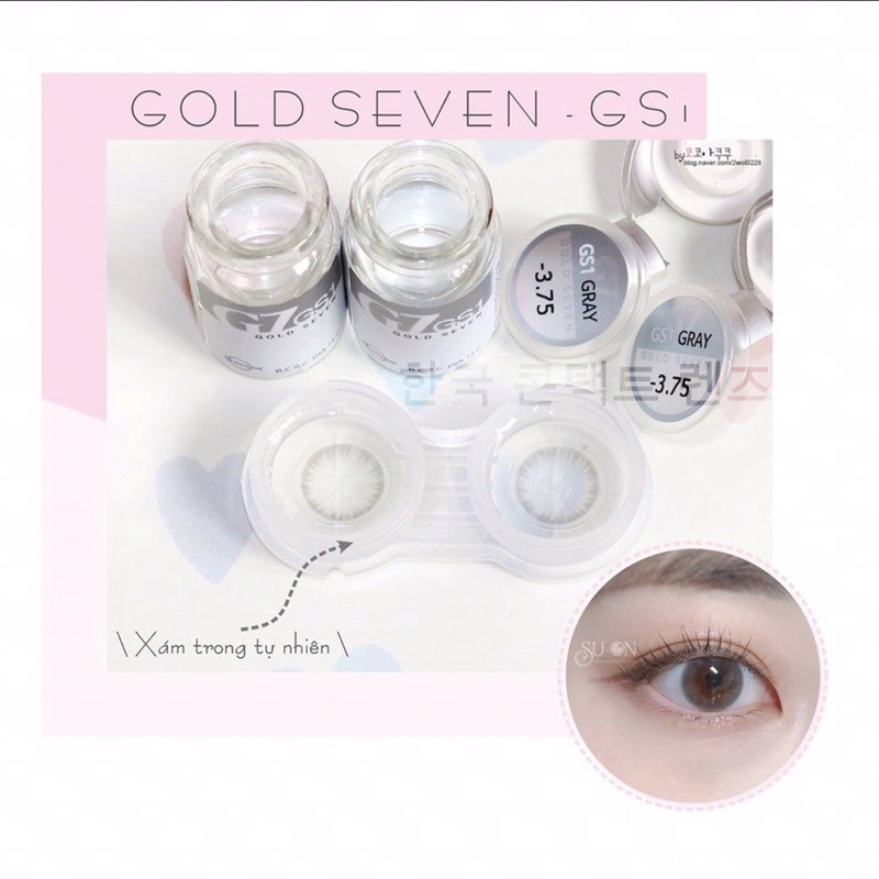 Lens cận nâu tự nhiên GOLD SEVEN, kính áp tròng Hàn Quốc chính hãng Lensme 14mm, độ ẩm cao cho mắt nhạy cảm