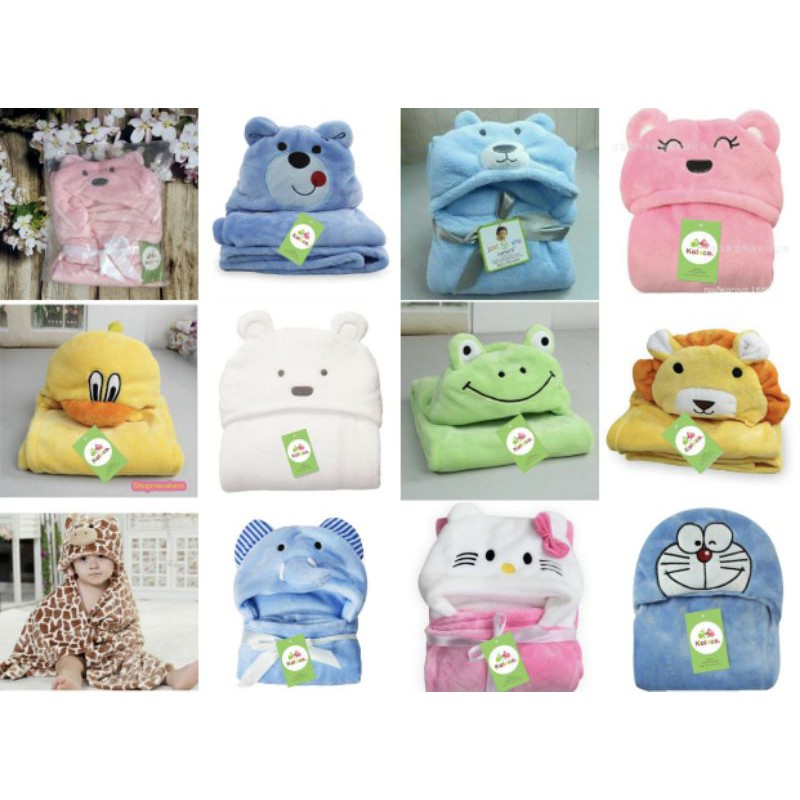 Chăn ủ bé sơ sinh mùa đông có mũ hình thú siêu ấm