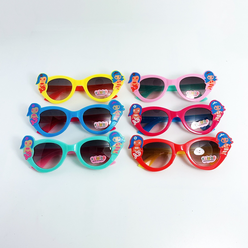 Kính mát trẻ em form ôm mặt Jun Secret tròng đính kèm nàng tiên cá dễ thương dành cho bé gái từ 1 tới 5 tuổi JS202212