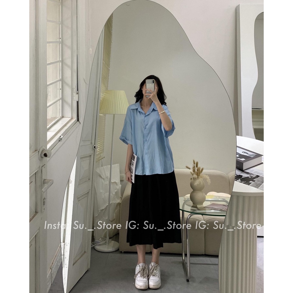 Áo sơ mi lụa mềm trơn tay gập A2265 SUSTORE