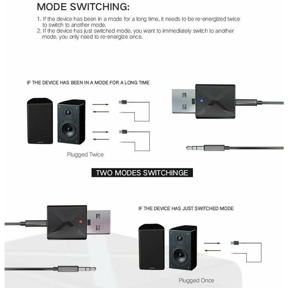 Bộ thu phát Bluetooth 2in1 Bộ điều hợp âm thanh nổi dây USB không PC Dongle A8L7