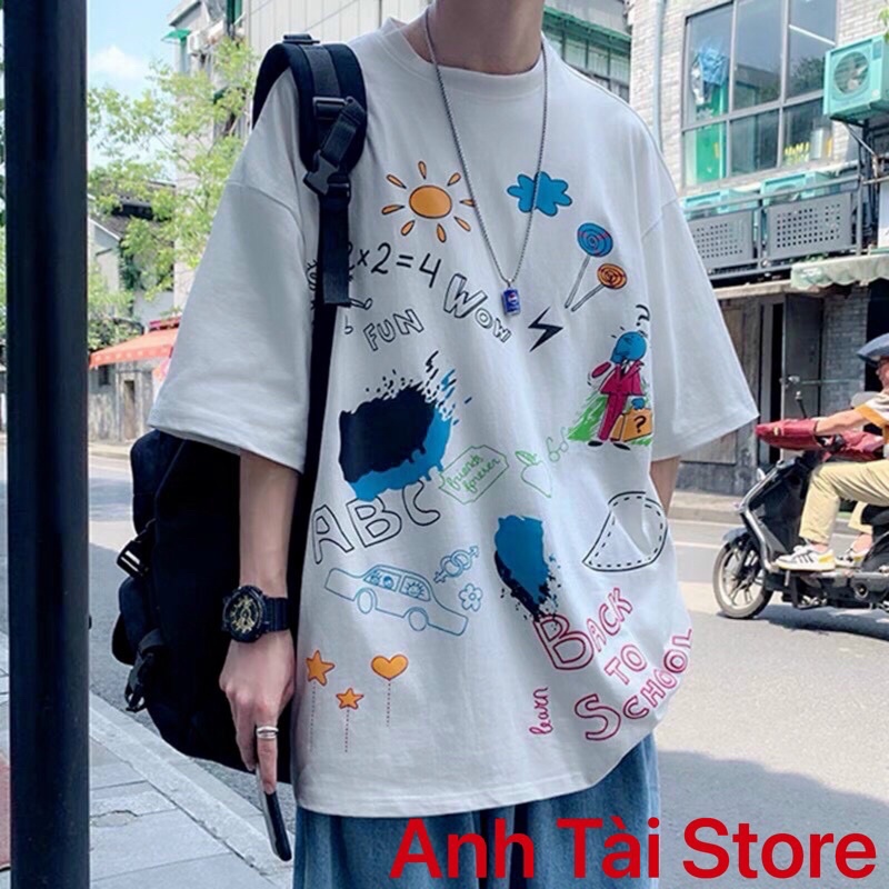 Áo thun tay lỡ phông Unisex nam nữ chất liệu Cotton oversize đến 70kg form rộng in hoạ tiết chữ Back To Shool PA762 | BigBuy360 - bigbuy360.vn