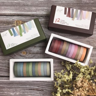 Washi - Washitape trơn 12 cuộn vintage (012)