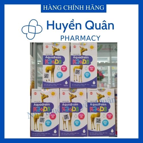 Aquadreim K2+D3 - Bổ sung D3 giảm nguy cơ còi xương, chậm lớn ở trẻ từ 1 tháng tuổi - Lọ 10ml