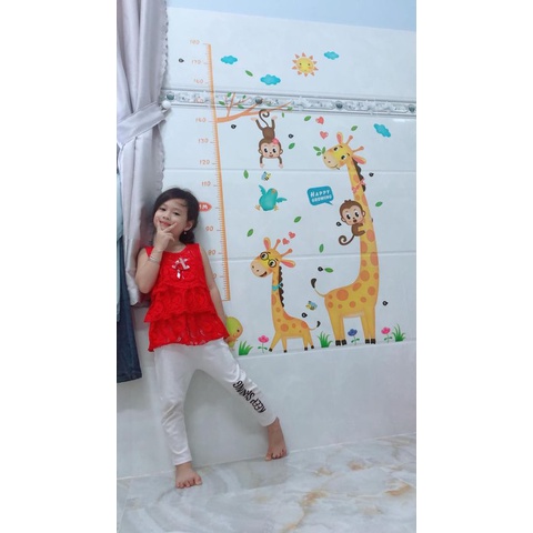 Tranh Decal Dán Tường Cho Bé (QUÁ RẺ) - Hình Đo Chiều Cao có sẵn lớp keo phía sau Cho Bé TE22