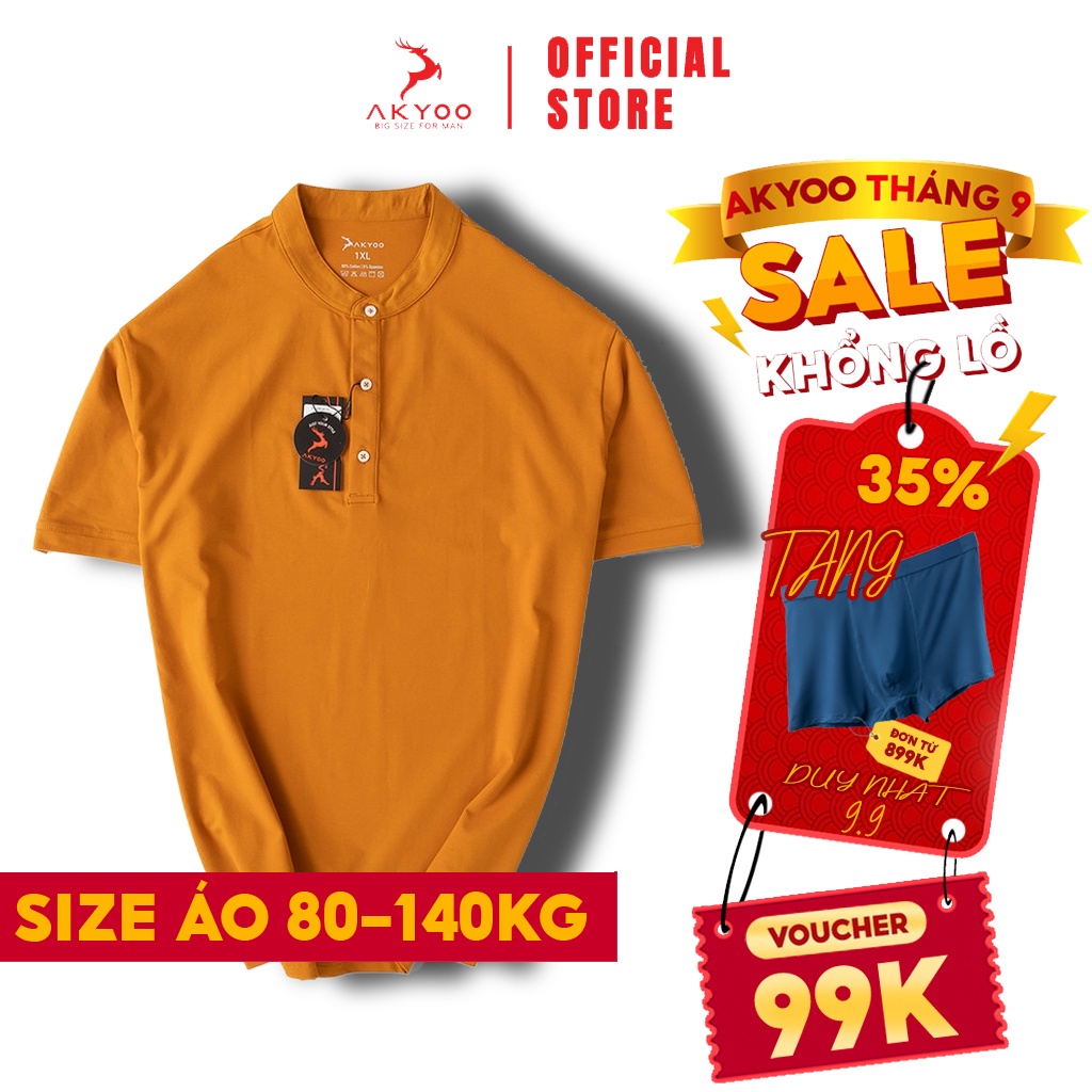 Áo thun POLO Nam Cổ Tàu Bigsize 80-140kg AKYOO - AT040322