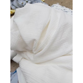 Vải xô nhăn muslin màu trơn 2 lớp