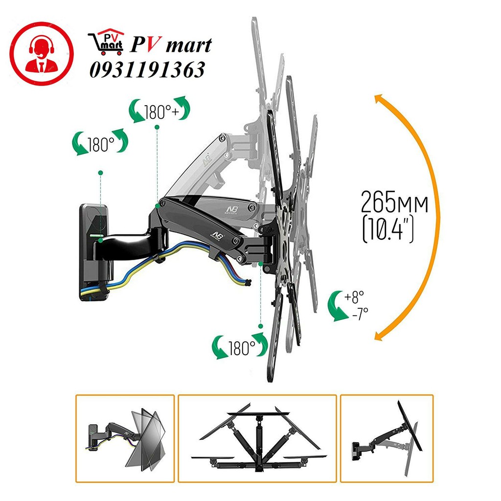 Giá treo khung treo tivi đa năng NB-F500 cho tivi 43-65 inch có thể nâng lên hạ xuống được (hàng nhập khẩu)