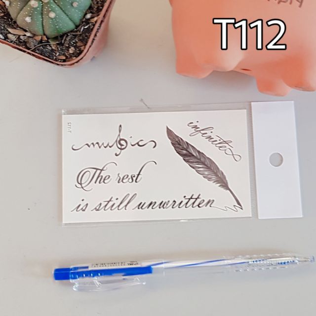 Hình xăm tatoo lông vũ t112.Xăm dán tatoo mini tạm thời, size &lt;10x6cm