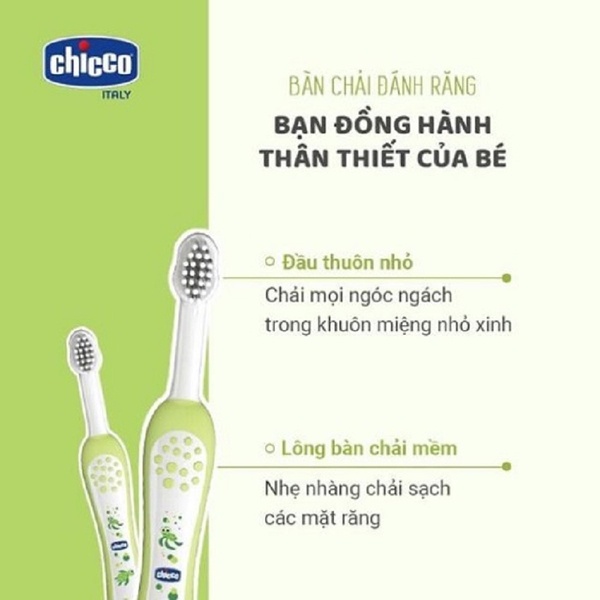Bàn Chải Đánh Răng CHICCO Họa Tiết Vui Nhộn Làm Sạch Kẽ Răng, Ngăn Ngừa Sâu Răng, Giúp Răng Trắng Sáng Cho Bé
