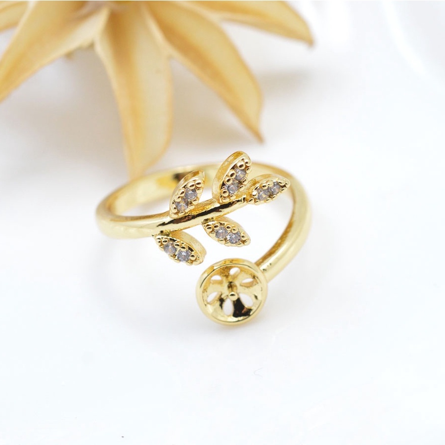 [N6B] Phụ kiện trang sức (DIY) - Khay nhẫn bạc trống vân trơn kiểu bông lúa nạm đá làm nhẫn đính ngọc