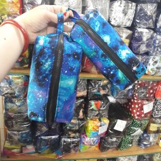 Túi bút bigsize galaxy tím xanh