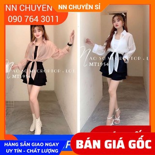 SET ÁO SƠ MI KÈM LÓT CỘT NƠ EO - MT1954 🥑100% ẢNH THẬT🥑 HÀNG ĐẸP - SET SƠ MI CROPTOP