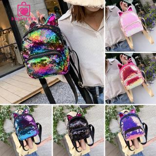 Ba lô tai mèo đính sequin lấp lánh dễ thương dành cho nữ