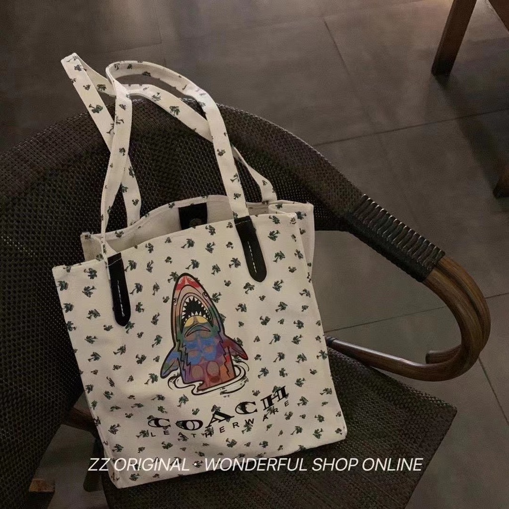 Coach canvas tote bag casual Cross-body pouch handbag Horse head Printing pattern shopper bag