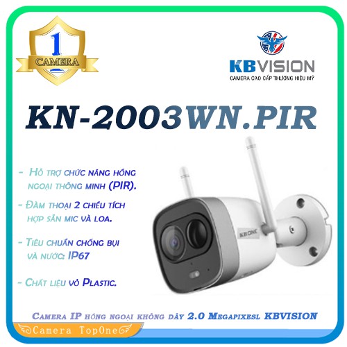 Camera IP hồng ngoại không dây 2.0 Megapixesl KBVISION KN-2003WN.PIR