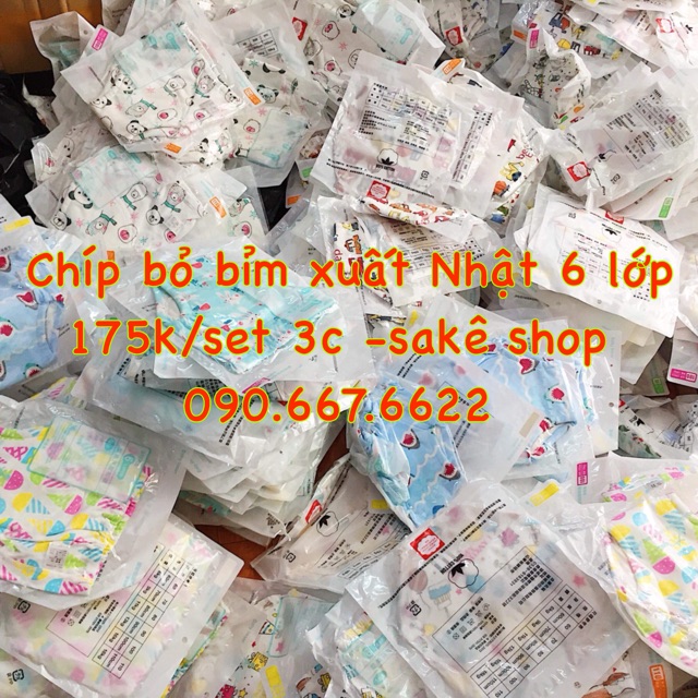 Quần tập bỏ tã xuất Nhật 6 lớp cho bé trai & gái sz80 dưới 7,5kg