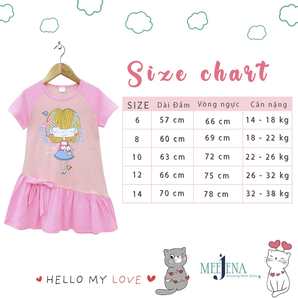 Váy Bé Gái Tay Ngắn Vải Sọc 14-34 kg MEEJENA - 100% Cotton - 2102