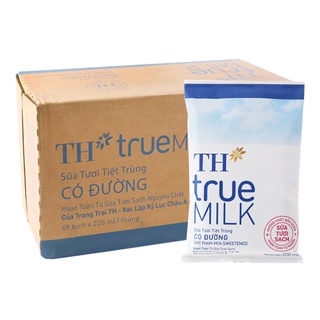 Thùng sữa tươi tiệt trùng TH True Milk bịch 220ml