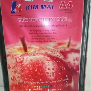 Giấy couche in 2 mặt bóng Kim Mai ĐL 160g