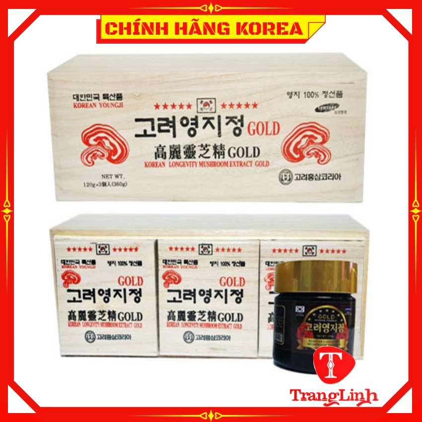 Cao linh chi hộp gỗ trắng 3 lọ x 120gr - Cao linh chi hàn quốc chính hãng - tranglinhkorea